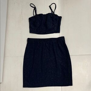 Dark Blue Shimmer Skirt Set